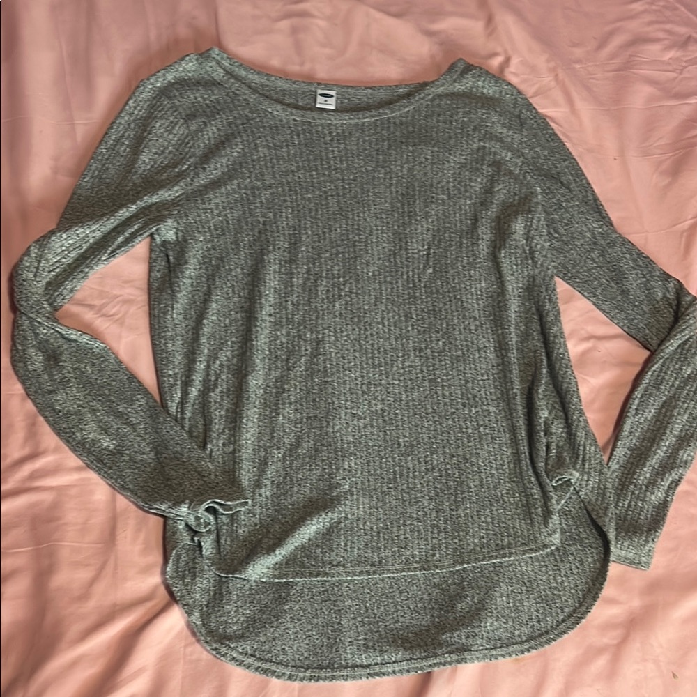 Old Navy Gray Relaxed Ribbed Long Sleeve Tee